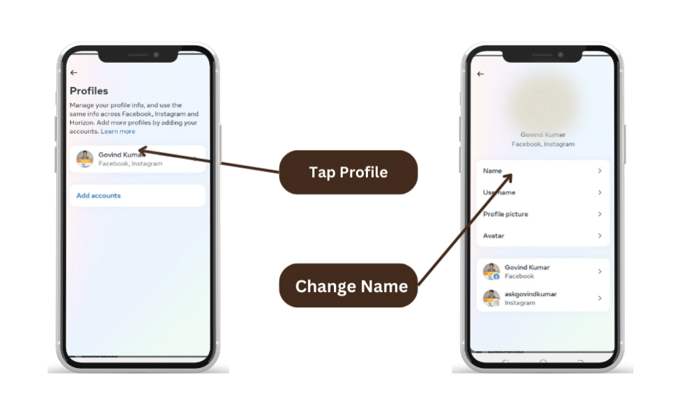 How to Change Your Name on Facebook in mobile profile