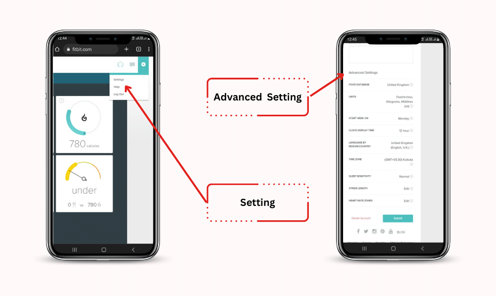 fitbit versa 2 time setting form website