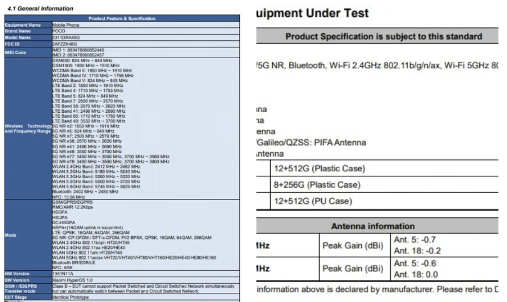 Poco X6 Pro 5G FCC Certification